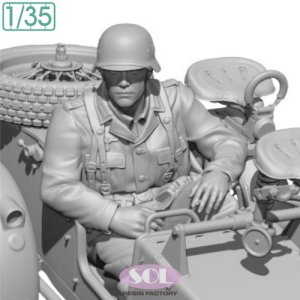 画像1: SOL MODEL[MM883]1/35 WWII ドイツ KS750軍用サイドカーに乗る将校(SOL MODEL用) (1)