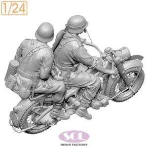 画像2: SOL MODEL[MM906]1/24 WWII ドイツ KS750軍用オートバイ(乗員2体付) (2)
