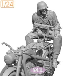 画像1: SOL MODEL[MM909]1/24 WWII ドイツ KS750用乗員＃2 後席に乗る兵士(SOL MODEL用) (1)