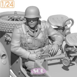 画像1: SOL MODEL[MM910]1/24 WWII ドイツ KS750軍用サイドカーに乗る将校(SOL MODEL用) (1)
