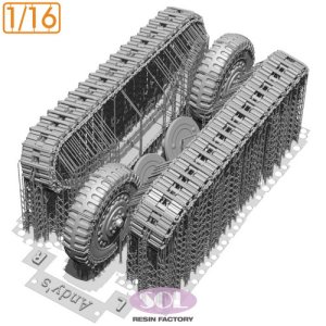 画像2: SOL MODEL[MM967]1/16 WWII アメリカ M3A1ハーフトラック 自重変形タイヤ&履帯セット 滑り止めチェーン付(アンディーズホビー用) (2)