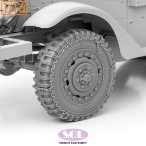 画像2: SOL MODEL[MM969]1/16 WWII アメリカ M3A1ハーフトラック 自重変形タイヤ&履帯セット 滑り止めチェーン付(アンディーズホビー用) (2)