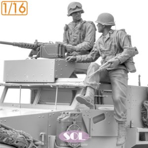 画像2: SOL MODEL[MM998]1/16 WWII アメリカ M3A1ハーフトラック乗員&M2 .50口径重機関銃セット(2体入) (2)