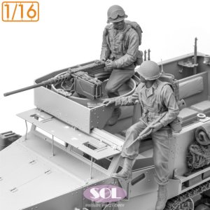画像3: SOL MODEL[MM998]1/16 WWII アメリカ M3A1ハーフトラック乗員&M2 .50口径重機関銃セット(2体入) (3)