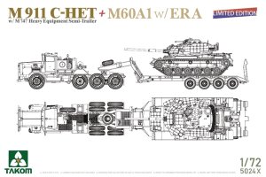 画像1: タコム[TKO5024X]1/72 M911 C-HET 戦車運搬車w/M747重装備セミトレーラー & M60A1w/ERA (1)