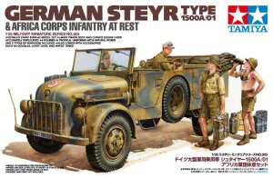 画像1: タミヤ[TAM35305] 1/35 ドイツ大型軍用乗用車 シュタイヤー 1500A/01・アフリカ軍団休息セット (1)