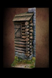 画像1: VG DioModels[VG64335]1/24(75mm) 汎用 フィギュアベース ログハウス (1)