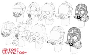 画像2: トリファクトリー[HD-03A]1/35 アクセサリー ヘッドシリーズ3 マスクヘッドセット2 ガスマスク(10個入) (2)