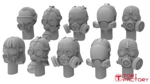 画像3: トリファクトリー[HD-03A]1/35 アクセサリー ヘッドシリーズ3 マスクヘッドセット2 ガスマスク(10個入) (3)