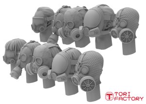 画像8: トリファクトリー[HD-03A]1/35 アクセサリー ヘッドシリーズ3 マスクヘッドセット2 ガスマスク(10個入) (8)