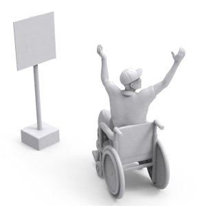 画像2: トリファクトリー[MF-53D]1/48 現用 「ホットショット」車いすの男&標識看板 (2)