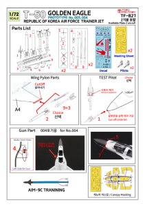 画像2: トリファクトリー[TF-B27]1/72 現用 韓国 T-50ゴールデンイーグル 試作003/004号機 コンバージョン/デカールセット(アカデミー用) (2)
