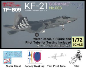 画像1: トリファクトリー[TF-B09]1/72 現用 韓国空軍 KF-21ボラメ ステルス戦闘機 「003」 デカールセット 計測プローブ付(アカデミー用) (1)