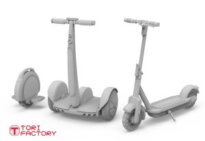 画像13: トリファクトリー[ZA-013B]1/24 ジオラマアクセサリー 電動キックスクーター&電動一輪スクーターセット (13)