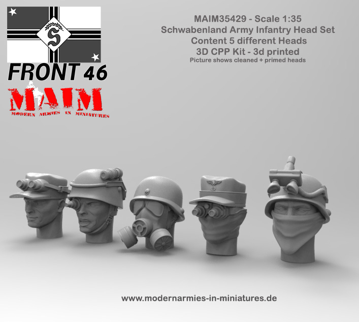 5pcs MAiM 1/35 Schwabenland Infantry Head Set Front 46