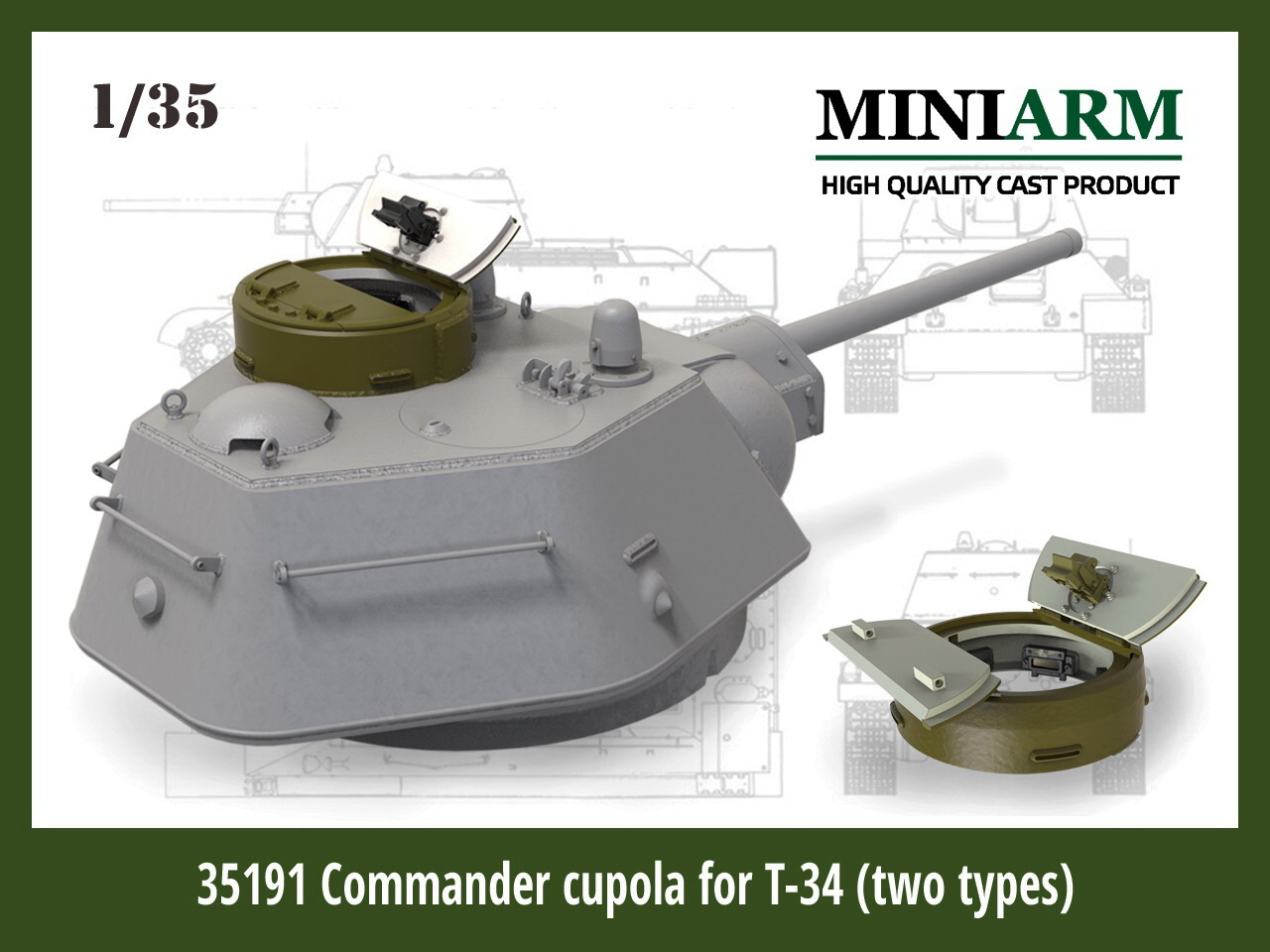 Miniarm[B35191]1/35 WWII ロシア/ソ連 T-34用戦車長用キューポラ二枚ハッチ仕様セット(ドラゴン/ズベズダ対応)  Models Web Shop