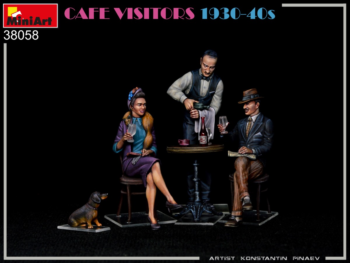 ミニアート[MA38058]1/35 カフェの客1930-40年代 フィギュア3体犬1匹 - M.S Models Web Shop
