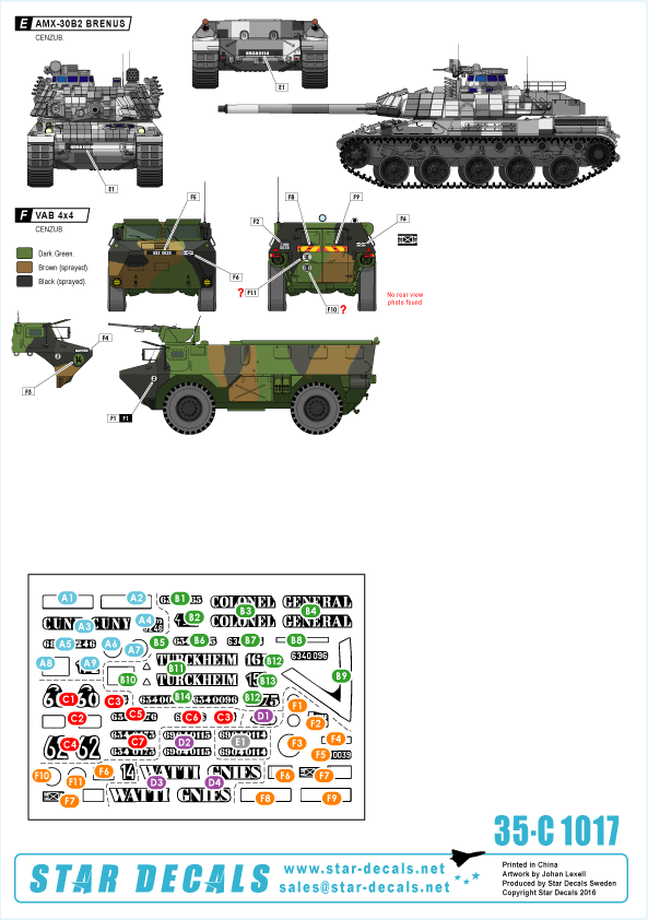 STAR DECALS[SD35-C1017] 1/35 現用仏 アグレッサー部隊のフランス車両 AMX-30 B2 & B2 ブレンヌス & VAB  4x4 デカールセット