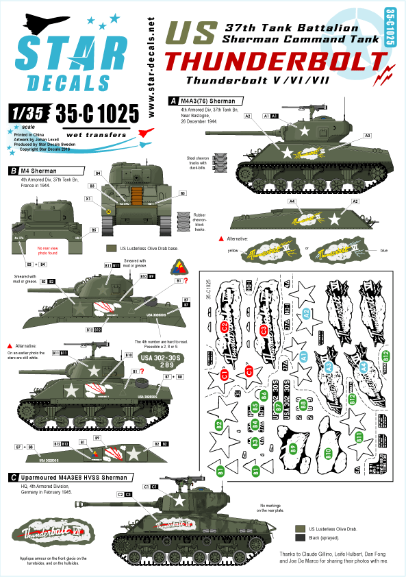 Star Decals Sd35 C1025 1 35 Wwii米 クレイトン エイブラムス中佐乗車のシャーマン戦車 サンダーボルトv Vi Vii M S Models Web Shop Star Decals Sd35 C1025 1 35 Wwii米 クレイトン エイブラムス中佐乗車のシャーマン戦車 サンダーボルトv Vi Vii M S Models Web Shop