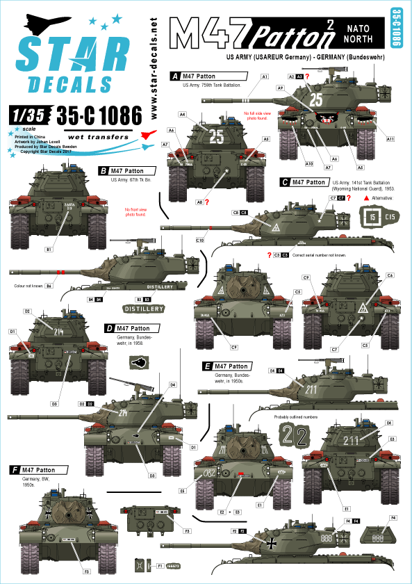 STAR DECALS[SD35-C1086]1/35 M47パットン#2 在欧米軍,西ドイツ連邦軍