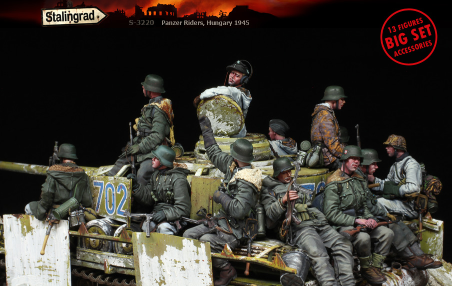 スターリングラード[ST3220]1/35 WWIIドイツパンツァーライダーズ ハンガリー1945 独戦車兵と車上擲弾兵ビックセット