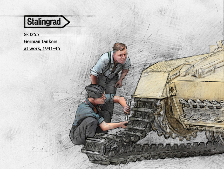 スターリングラード[ST3255]1/35 WWII ドイツ戦車整備兵セット1941〜45 履帯交換(2体入) - M.S Models Web  Shop