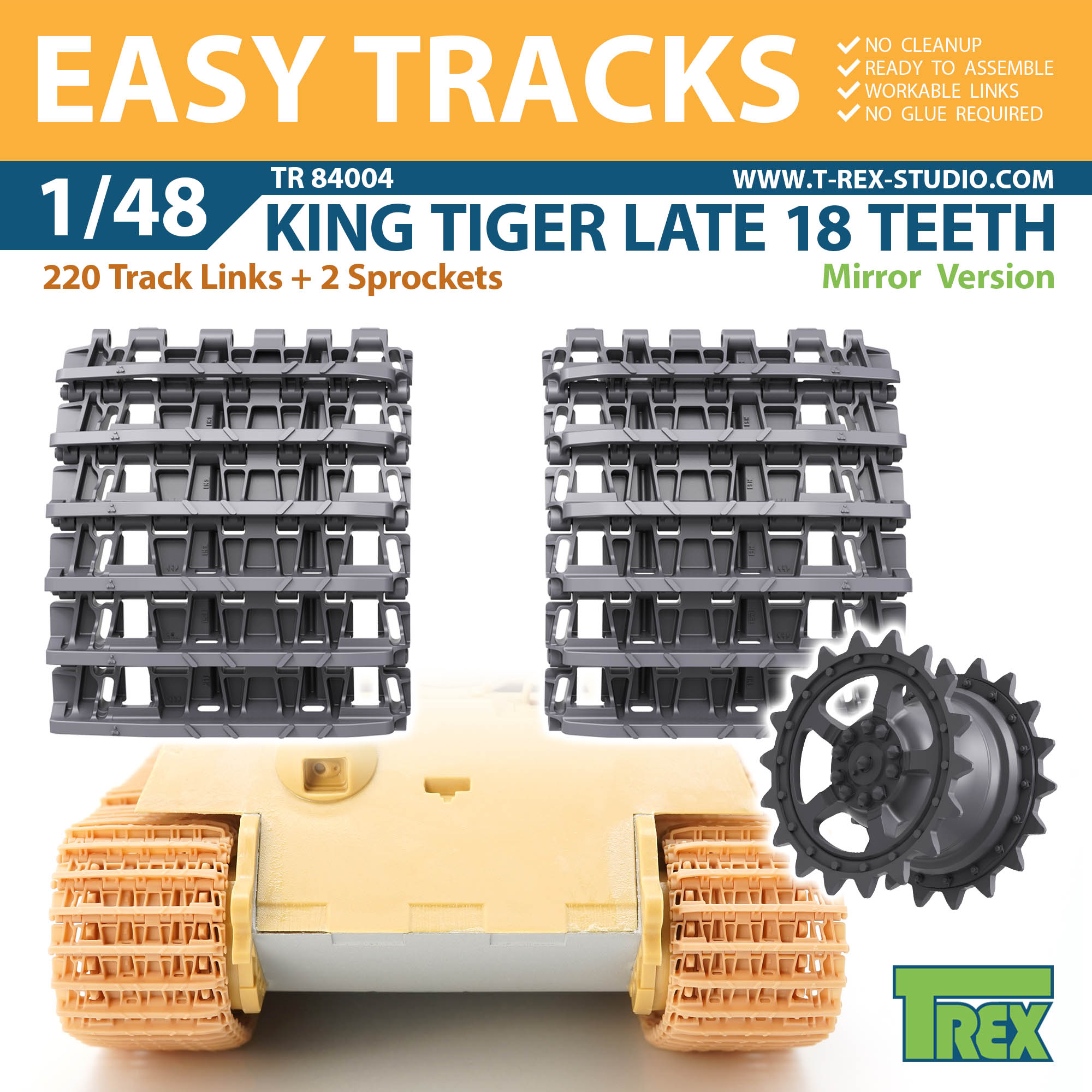 T-Rex Studio[TR84004]1/48 WWII ドイツキングタイガー18枚歯起動輪用