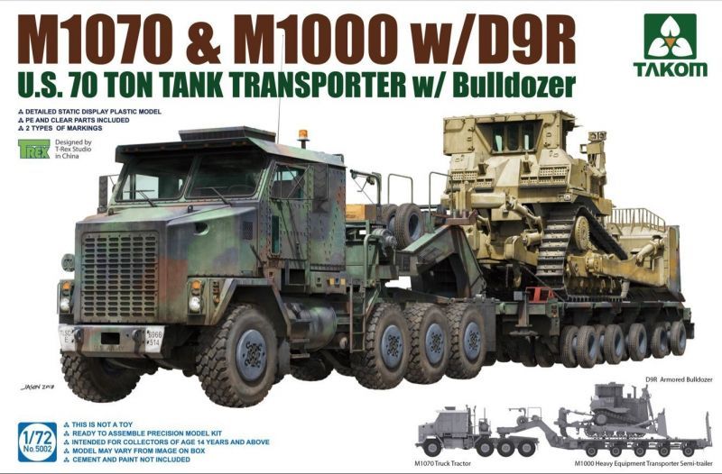タコム[TKO5002]1/72 M1070 & M1000 70トン戦車運搬車w/D9R